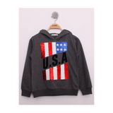TOONTOY Erkek Çocuk Pullu U.S.A Bayraklı Nakışlı Sweatshirt, 10 Yaş, 13400-, Antrasit Melanj, erkek-çocuk