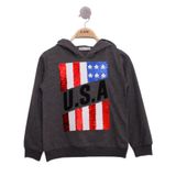 Toontoy Erkek Çocuk Pullu U.S.A Bayraklı Nakışlı Sweatshirt Antrasit Melanj 4 YAŞ