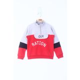 Toontoy Erkek Çocuk Ration Baskılı Sweatshirt Kırmızı 3 YAŞ