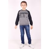 Toontoy Erkek Çocuk Reglan Kol Detaylı Cepli Sweatshirt Antrasit Melanj 10 YAŞ