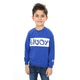 TOONTOY Erkek Çocuk Relax Fit Bisiklet Yaka Baskılı Sweatshirt, 4 Yaş, 24467, Saks, erkek-çocuk