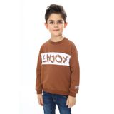 TOONTOY Erkek Çocuk Relax Fit Bisiklet Yaka Düşük Omuz Baskılı Sweatshirt, 5 Yaş, 24467, Kahverengi, erkek-çocuk