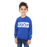 TOONTOY Erkek Çocuk Relax Fit Bisiklet Yaka Düşük Omuz Baskılı Sweatshirt, 6 Yaş, 24467, Saks, erkek-çocuk