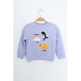 TOONTOY Erkek Çocuk Relax Fit Bisiklet Yaka Nakışlı Sweatshirt, 2 YAŞ, 24554, Mavi, erkek-çocuk