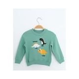 TOONTOY Erkek Çocuk Relax Fit Bisiklet Yaka Nakışlı Sweatshirt, 2 YAŞ, 24554, Yeşil, erkek-çocuk