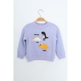 TOONTOY Erkek Çocuk Relax Fit Bisiklet Yaka Nakışlı Sweatshirt, 3 Yaş, 24554, Mavi, erkek-çocuk
