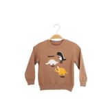 TOONTOY Erkek Çocuk Relax Fit Bisiklet Yaka Nakışlı Sweatshirt, 4 Yaş, 24554, Kahverengi, erkek-çocuk