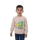 TOONTOY Erkek Çocuk Relax Fit Bisiklet Yaka Omuzu Çıtçıtlı Baskılı Sweatshirt, 2 YAŞ, 24846, Bej, erkek-çocuk