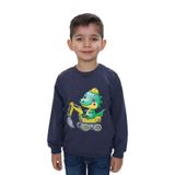 TOONTOY Erkek Çocuk Relax Fit Bisiklet Yaka Omuzu Çıtçıtlı Baskılı Sweatshirt, 2 YAŞ, 24846, Füme, erkek-çocuk