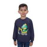 TOONTOY Erkek Çocuk Relax Fit Bisiklet Yaka Omuzu Çıtçıtlı Baskılı Sweatshirt, 4 Yaş, 24846, Füme, erkek-çocuk