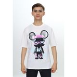 Toontoy Erkek Çocuk Robot Baskılı Tişört Ekru 8 YAŞ