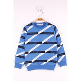 TOONTOY Erkek Çocuk Şeritli Sweatshirt, 3 Yaş, 13542-, Saks, erkek-çocuk