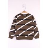 TOONTOY Erkek Çocuk Şeritli Sweatshirt, 5-6 Yaş, 13542-, Haki, erkek-çocuk