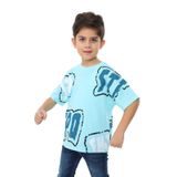 Toontoy Erkek Çocuk Stpo Baskılı Tişört Su Yeşili 7 YAŞ