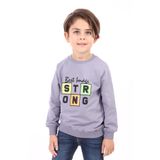 Toontoy Erkek Çocuk Strong Baskılı Sweatshirt Koyu Gri 2 YAŞ