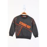 TOONTOY Erkek Çocuk Strong Boy Baskılı Sweatshirt Antrasit Melanj, 7 Yaş, 13657-, Antrasit Melanj, erkek-çocuk