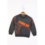 TOONTOY Erkek Çocuk Strong Boy Baskılı Sweatshirt Antrasit Melanj, 8 Yaş, 13657-, Antrasit Melanj, erkek-çocuk