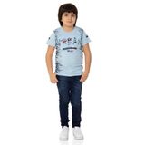 Toontoy Erkek Çocuk T-shırt Çocuk Urban Baskılı Mavi 12 YAŞ