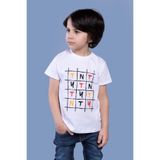 Toontoy Erkek Çocuk Tnty Kare Baskılı Tişört Beyaz 4 YAŞ