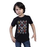 Toontoy Erkek Çocuk Tnty Kare Baskılı Tişört Siyah 2 YAŞ