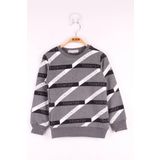 Toontoy Erkek Çocuk Toontoy Şeritli Sweatshirt - 3 Yaş - Antrasit Melanj