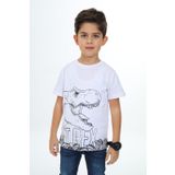 Toontoy Erkek Çocuk Trex Baskılı Tişört Beyaz 5 YAŞ