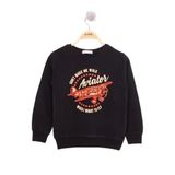 TOONTOY Erkek Çocuk Uçak Baskılı Sweatshirt, 5 Yaş, 13442-, Siyah, erkek-çocuk