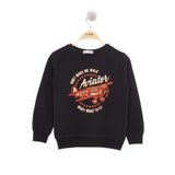 Toontoy Erkek Çocuk Uçak Baskılı Sweatshirt Siyah 7 YAŞ