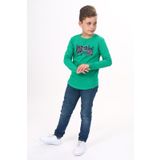 Toontoy Erkek Çocuk Yaprak Baskılı Tişört Yeşil 8-9 YAŞ