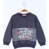 Toontoy Erkek Çocuk Yazı Baskılı Sweatshirt - 1 Yaş - Antrasit Melanj