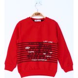 Toontoy Erkek Çocuk Yazı Baskılı Sweatshirt - 1 Yaş - Kırmızı