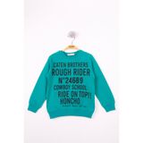 TOONTOY Erkek Çocuk Yazı Baskılı Sweatshirt, 6 Yaş, 13407-, Yeşil, erkek-çocuk