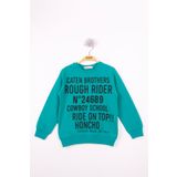 Toontoy Erkek Çocuk Yazı Baskılı Sweatshirt Yeşil 5 YAŞ