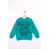 Toontoy Erkek Çocuk Yazı Baskılı Sweatshirt Yeşil 8 YAŞ