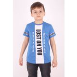Toontoy Erkek Çocuk Yazı Baskılı Tişört Saks 6 YAŞ