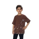 Toontoy Erkek Çocuk Yıkamalı Sıçratma Baskılı Tişört Kahve 10 YAŞ