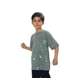 Toontoy Erkek Çocuk Yıkamalı Sıçratma Baskılı Tişört Yeşil 8 YAŞ