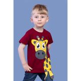 Toontoy Erkek Çocuk Zürafa Baskılı Tişört Bordo 3 YAŞ
