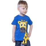 Toontoy Erkek Çocuk Zürafa Baskılı Tişört Saks 1 YAŞ