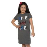Toontoy Gıve Me Pul Nakışlı Antrasit Melanj Kız Çocuk Elbise
