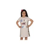 Toontoy Gıve Me Pul Nakışlı Kahverengi Kız Çocuk Elbise