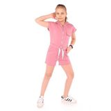 TOONTOY Gül Kurusu Kız Çocuk Kapüşonlu Fermuarlı Cepli Kısa Kol Kısa Tulum, 8-9 Yaş, Kapüşonlu Fermuarlı Cepli Kısa Kol Kısa Tulum, Gül Kurusu, Kadın