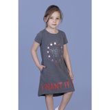Toontoy I Want It All Baskılı Antrasit Melanj Kız Çocuk Elbise
