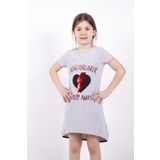 Toontoy K-135 5 Yaş Gri Melanj Keep Away Baskı Kız Çocuk Elbise