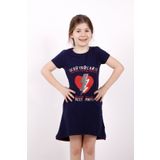 Toontoy K-135 5 Yaş Lacivert Keep Away Baskı Kız Çocuk Elbise