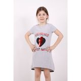 Toontoy K-137 7 Yaş Gri Melanj Keep Away Baskı Kız Çocuk Elbise