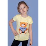 Toontoy Kids Ayıcık Baskılı Sarı Kız Çocuk T-shirt