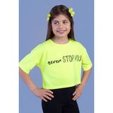Toontoy Kids Baskılı Düşük Kol Crop Sarı Kız Çocuk T-shirt