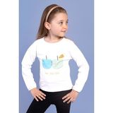Toontoy Kids Baskılı Kol Ucu Lastikli Sırtı Nakış Detaylı Ekru Kız Çocuk T-shirt