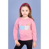 Toontoy Kids Baskılı Kol Ucu Lastikli Sırtı Nakış Detaylı Gül Kurusu Kız Çocuk T-shirt